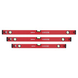 GEPCO 3-piece spirit level set, including aluminum levels in sizes 60cm, 80cm, and 100cm, showcasing the complete set for professional and DIY use