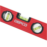 High-quality 3-piece spirit level kit by GEPCO. This set includes red powder-coated aluminum levels in 80cm, 120cm, and 180cm lengths, designed for professional builders and home improvement enthusiasts.