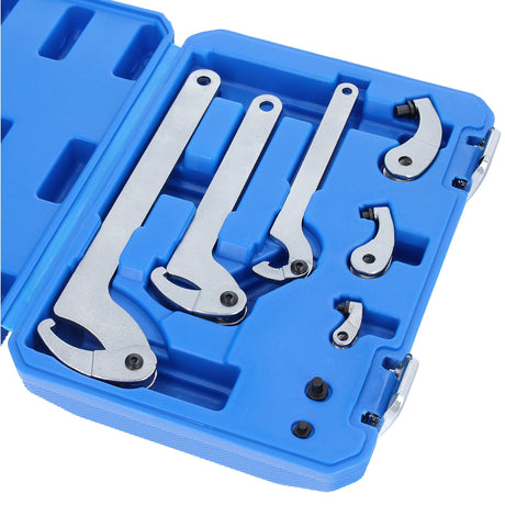 Zapfenschlüssel-Set (35-60-90-120mm) Detailansicht (Bild 5/7). Gelenk-Hakenschlüssel, 8-tlg. Satz.