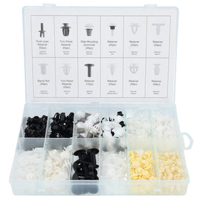 Assortimento di clip di rifinitura - Peugeot 345 pz / CLIP E STAFFE PER RIFINITURE DELLE PORTE RIVETTI ESPANSIBILI PER FISSAGGIO PARAURTI Assortimento