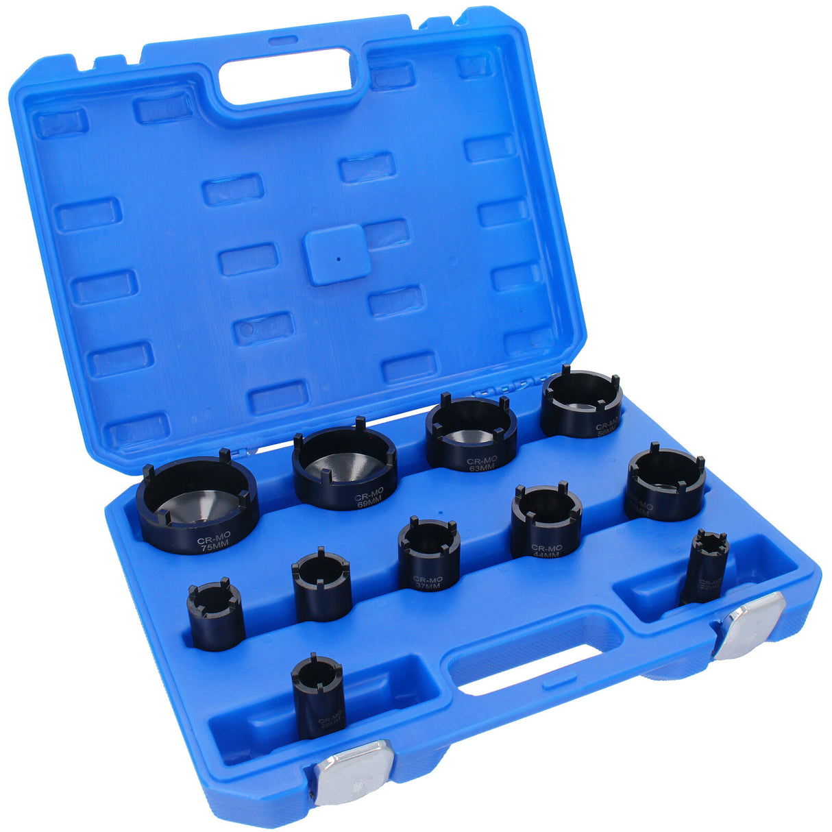 Set speciale 11 pezzi per smontare e serrare dadi scanalati da 22 a 75 mm, chiave 1/2"
