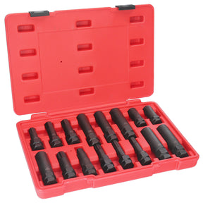 Inserti per smontaggio bloccaggio ruota chiave a bussola utensile di rilascio 1/2" - 3/4" 16 pezzi