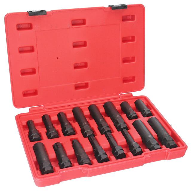 Inserti per smontaggio bloccaggio ruota chiave a bussola utensile di rilascio 1/2" - 3/4" 16 pezzi