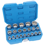Set di chiavi a bussola da 21 pezzi, bussole multi-dente esterne, bussola da 8-36, dado a 12 taglienti, 1/2 pollice