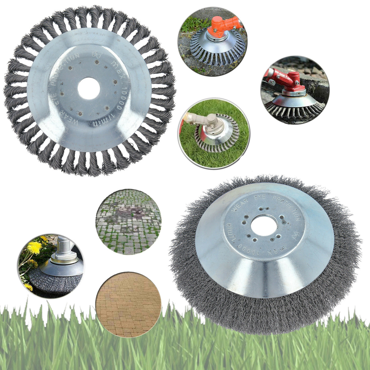 2x Decespugliatore professionale per erbacce, morbido e intrecciato, 25,4x200 mm