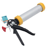 Pistolet do silikonu 300/600 ml z aluminiową prasą do kartuszy z dyszą
