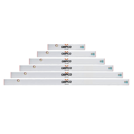 GEPCO Riga da Muratore 6pz Set 60-100-120-150-180-200 cm Alu - 2 Livelle a Bolla