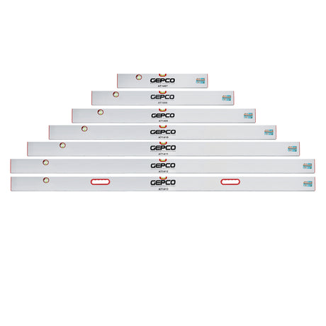 GEPCO Riga da Muratore 7pz Set 60-100-120-150-180-200 cm Alu - 2 Livelle a Bolla