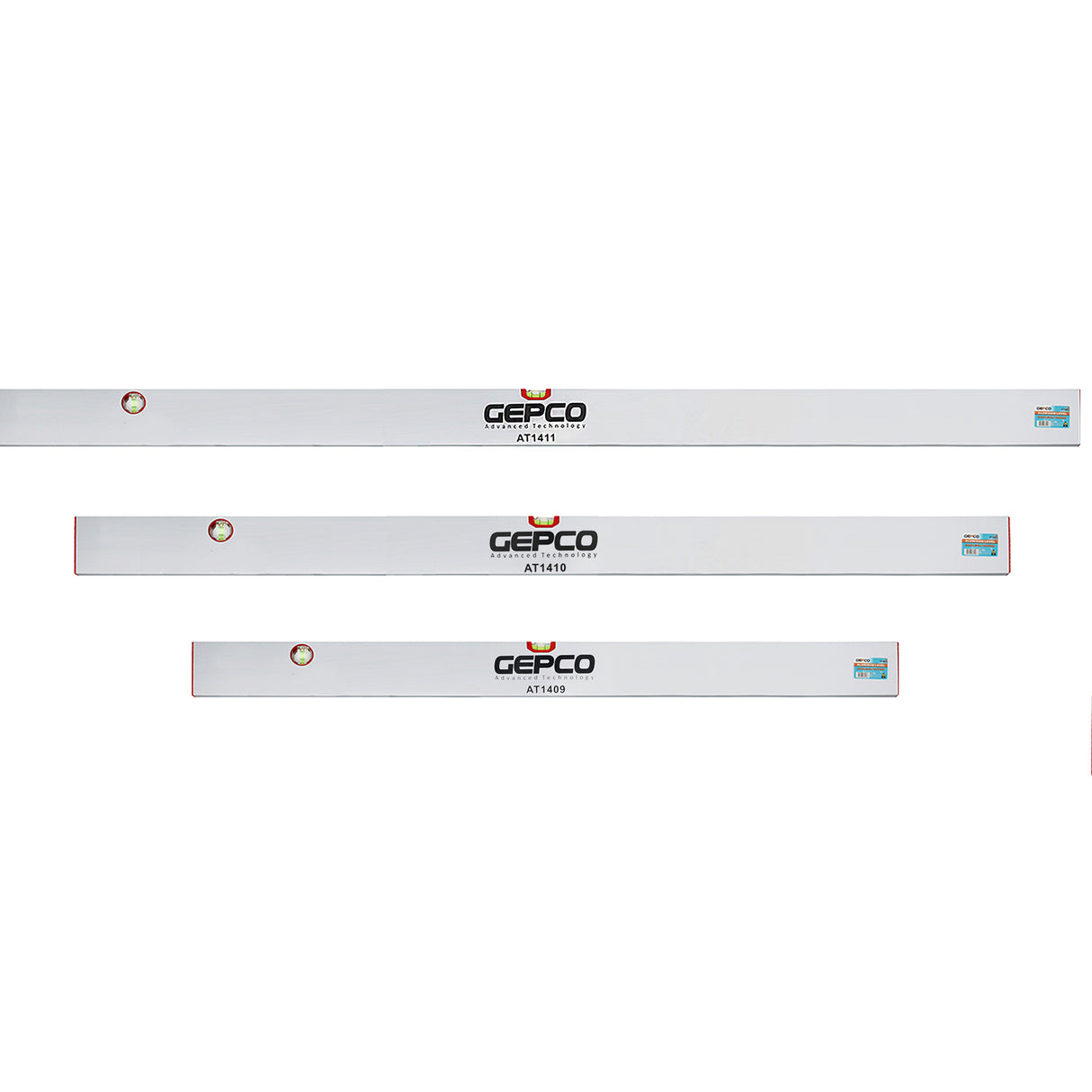 GEPCO Riga da Muratore 3pz Set Set 120-150-180 cm Alu - 2 Livelle a Bolla
